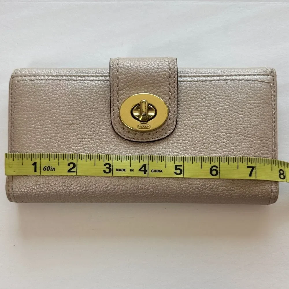 Coach Golden Taupe Pebble Leather Wallet Bifold